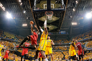 The Miami Heat's Udonis Haslem throws up a shot in Game 1 of the Eastern Conference Finals. (Photo: Ron Hoskins/Miami Heat)